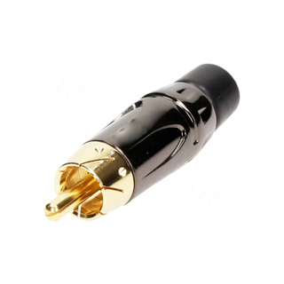 Connectors / Plug / RCA / Male / Short / Straight / Soldering / Black / Gold-plated / ACPL-CBK